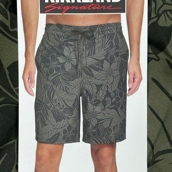 Mens Swim Shorts Green Tropical Print Recycled Polyester Medium M a0191 - Picture 6 of 8